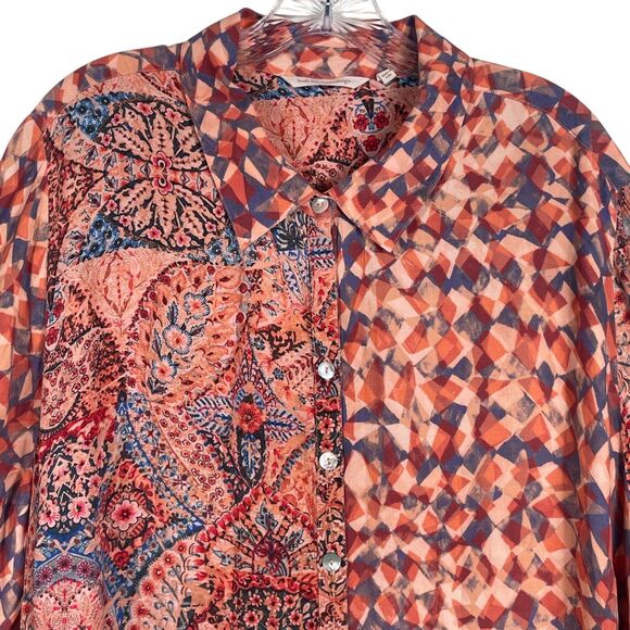 Soft Surroundings Atacama Patchwork Maxi Dress 1X Boho Orange Blue - Picture 5 of 16